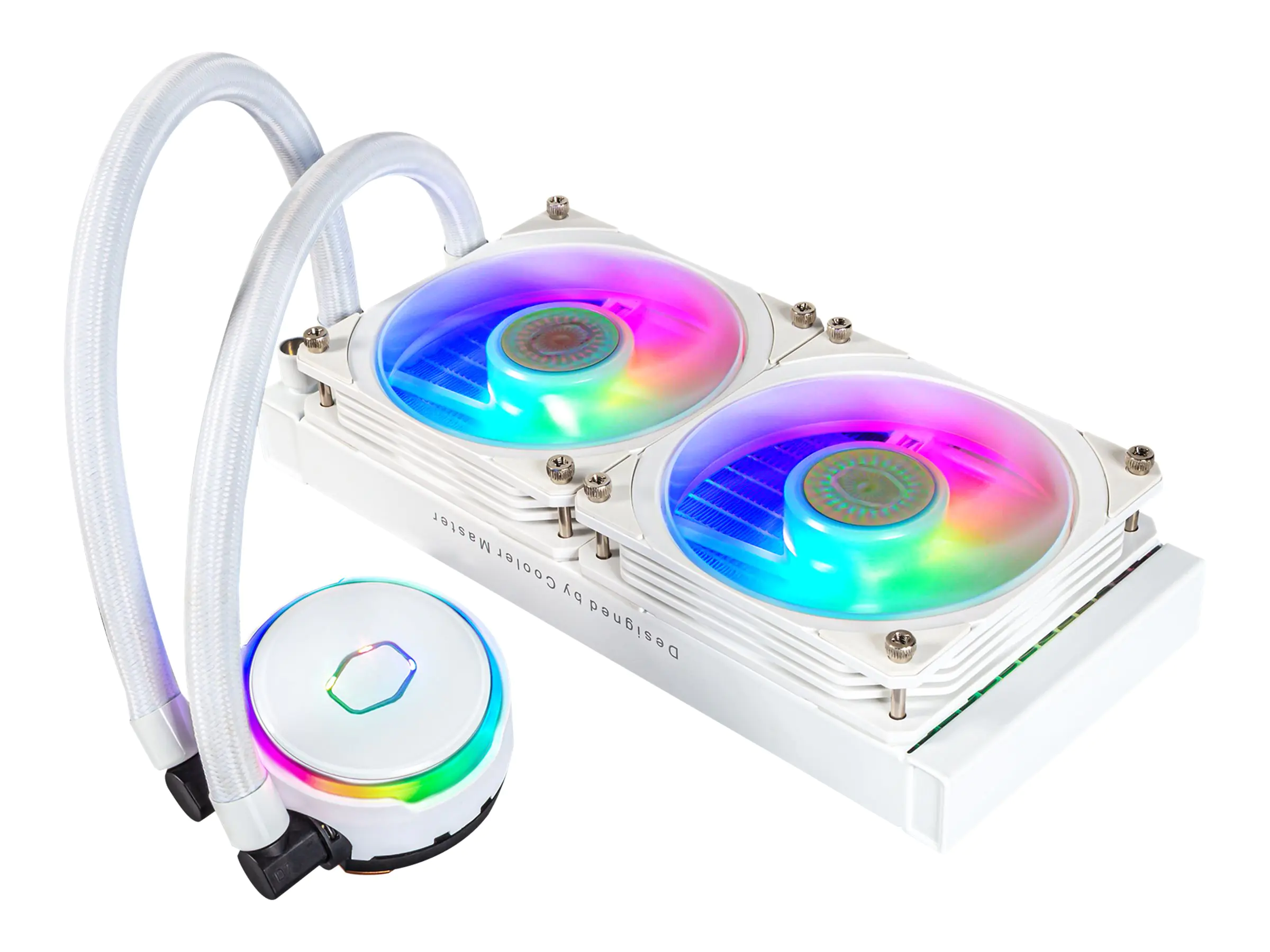 CoolerMaster MasterLiquid PL240 FLUX - Prozessor-Flüssigkeitskühlsystem - Kühlergröße: 240 mm - (für: LGA1156, AM2, AM2+, AM3, LGA1155, AM3+, LGA2011, FM1, FM2, LGA1150, FM2+, LGA2011-3, LGA1151, AM4, LGA2066, TR4, LGA1200, LGA1700) - 120 mm - weiß