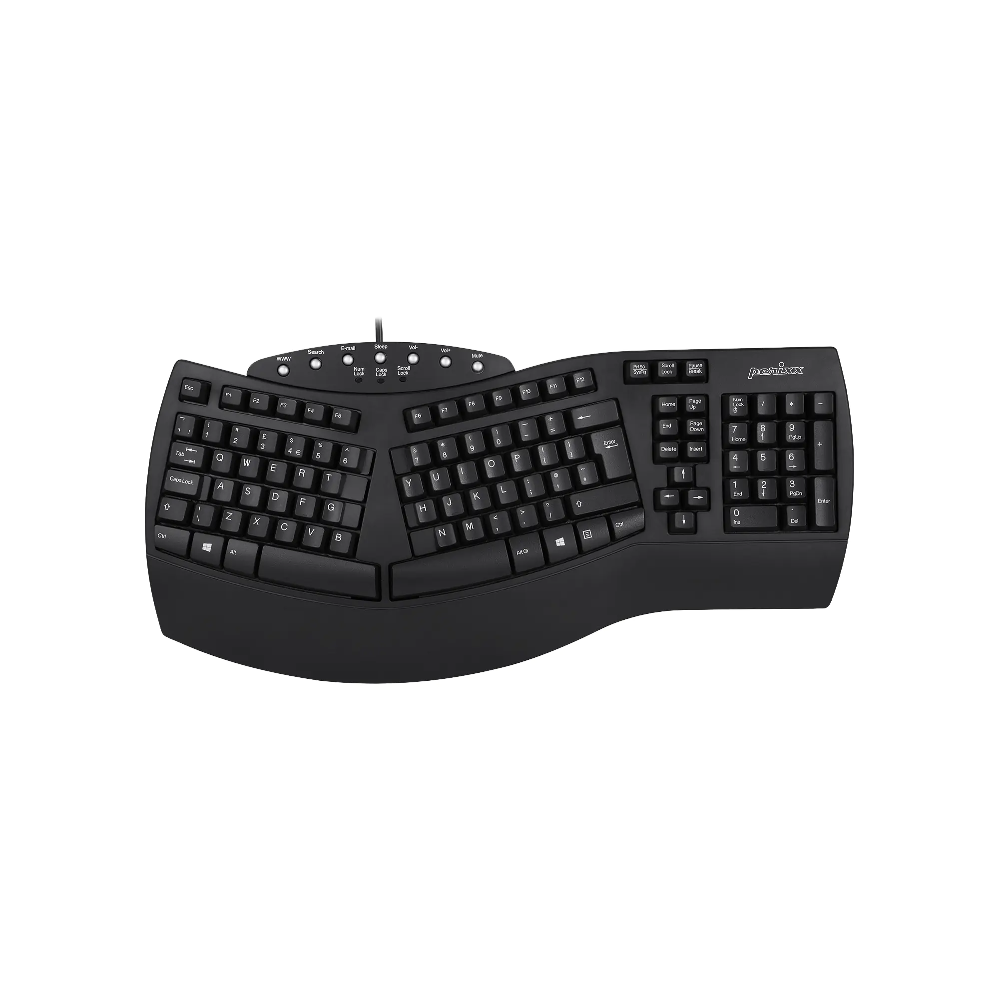 Perixx PERIBOARD-512 UK Ergonomische USB-Tastatur schwarz - Tastatur - QWERTZ