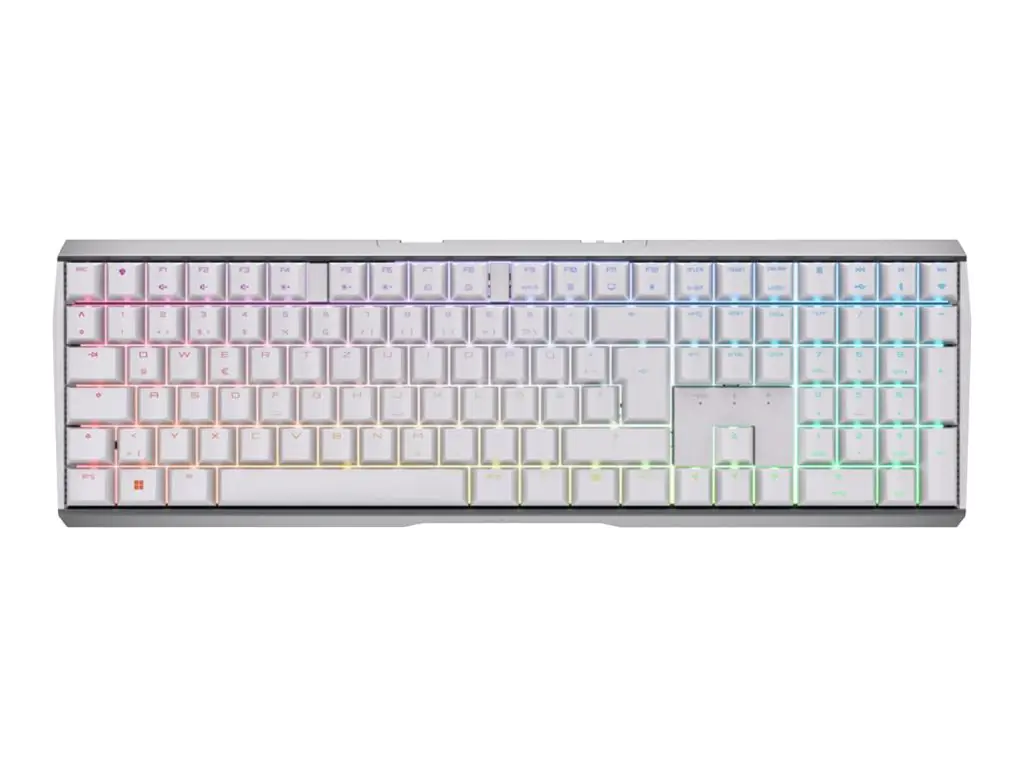 CHERRY 3.0S - Tastatur - Hintergrundbeleuchtung - kabellos - 2.4 GHz, Bluetooth 5.2 - QWERTZ - Deutsch - Tastenschalter: CHERRY MX Red - weiß