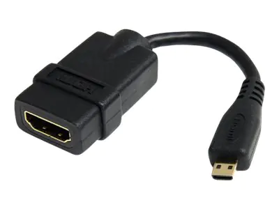 StarTech 12cm High-Speed HDMI Adapterkabel - HDMI auf Micro HDMI Kabel - Buchse/Stecker - HDMI-Adapter - HDMI weiblich zu 19 pin micro HDMI Type D männlich - 1.2 cm - abgeschirmt - Schwarz - für P/N: HDMM30CM