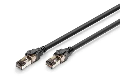 Digitus - Patch-Kabel - RJ-45 (M) zu RJ-45 (M) - 3 m - 8 mm - S/FTP - CAT 8.1 - IEEE 802.3af/IEEE 802.3at/IEEE 802.3bt - halogenfrei, ohne Haken - Schwarz