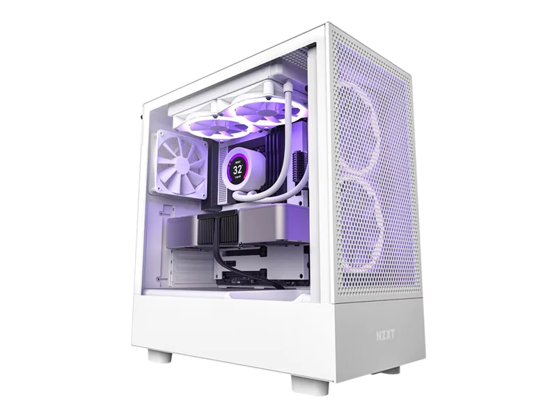 NZXT H series H5 Flow - Mid tower - E-ATX - Seitenteil mit Fenster (gehärtetes Glas) - keine Spannungsversorgung - weiß - USB/Audio