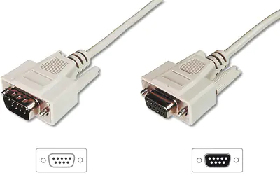 ASSMANN - Serielles Verlängerungskabel - DB-9 (W) zu DB-9 (M) - 10 m - geformt, Daumenschrauben - beige