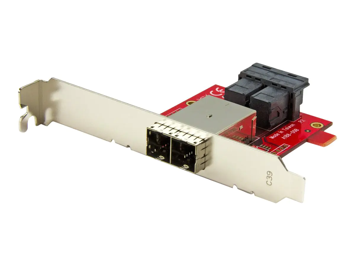 StarTech Mini-SAS Adapter - Dual SFF-8643 auf SFF-8644 - Voll und Low-Profile Slotblech - 12Gbit/s - SAS-Blende intern zu extern - SAS 12Gbit/s - 4x Mini SAS HD (SFF-8643) (W) bis 4 x Mini SAS HD (SFF-8644) (W)