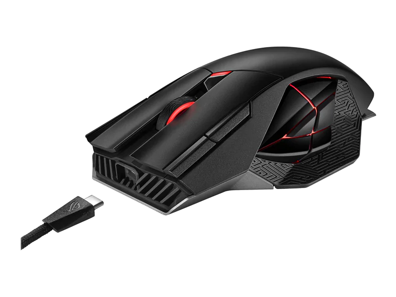 ASUS ROG Spatha X - Maus - Für Rechtshänder - optisch - 12 Tasten - kabellos, kabelgebunden - USB, 2.4 GHz - Schwarz