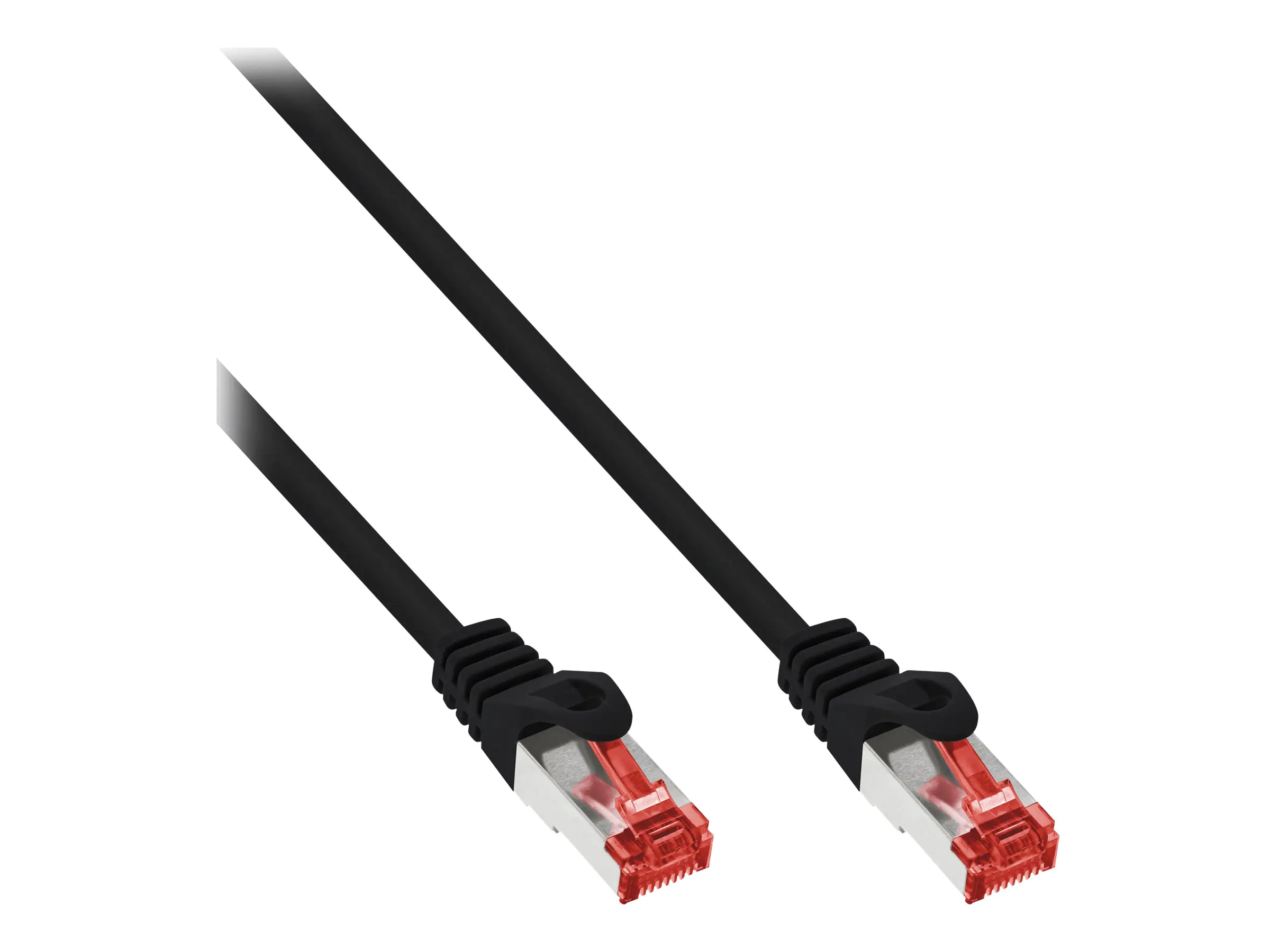 InLine - Patch-Kabel - RJ-45 (M) zu RJ-45 (M) - 1 m - SFTP, PiMF - CAT 6 - geformt, ohne Haken, verseilt - Schwarz (Packung mit 70)