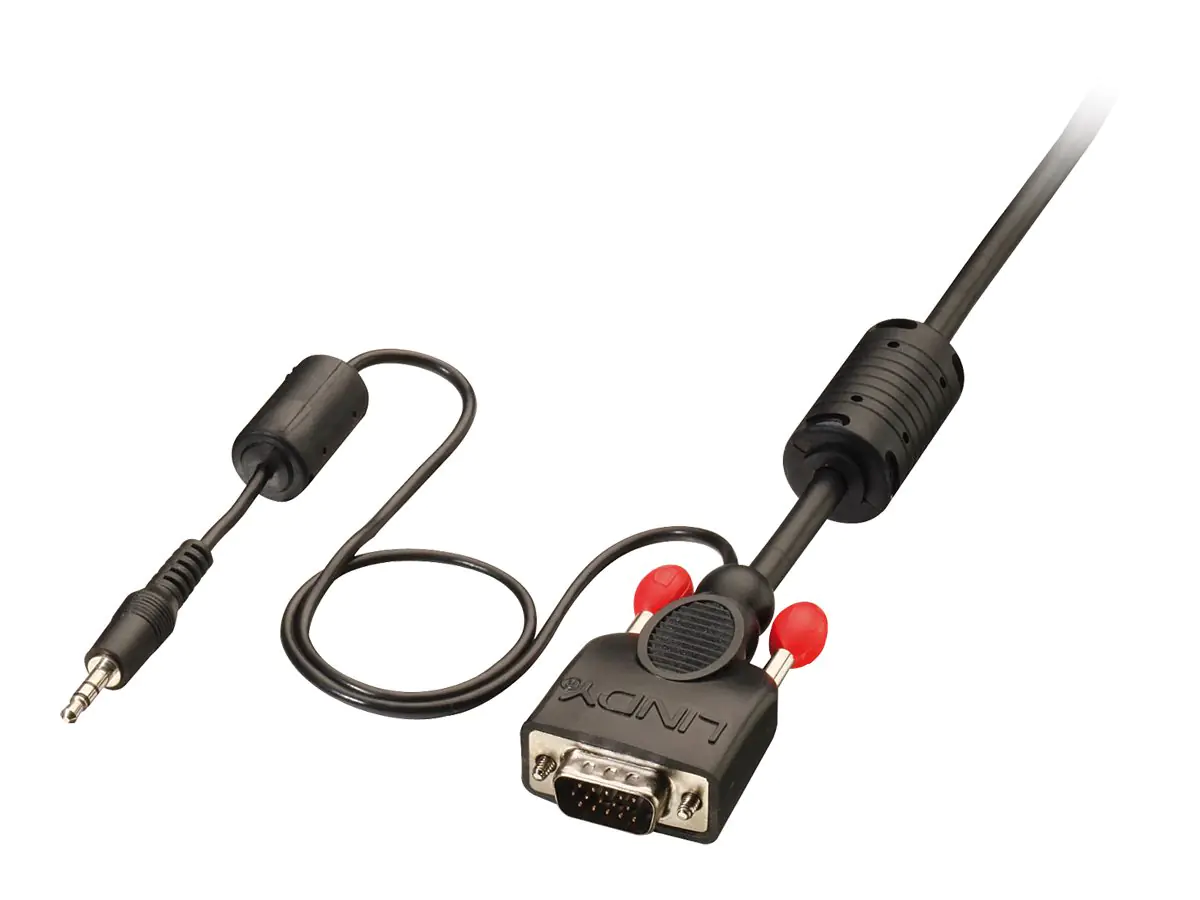 Lindy Premium - VGA-Kabel - HD-15 (VGA), mini-phone stereo 3.5 mm (M) zu HD-15 (VGA), mini-phone stereo 3.5 mm (M) - 3 m - geformt - Schwarz