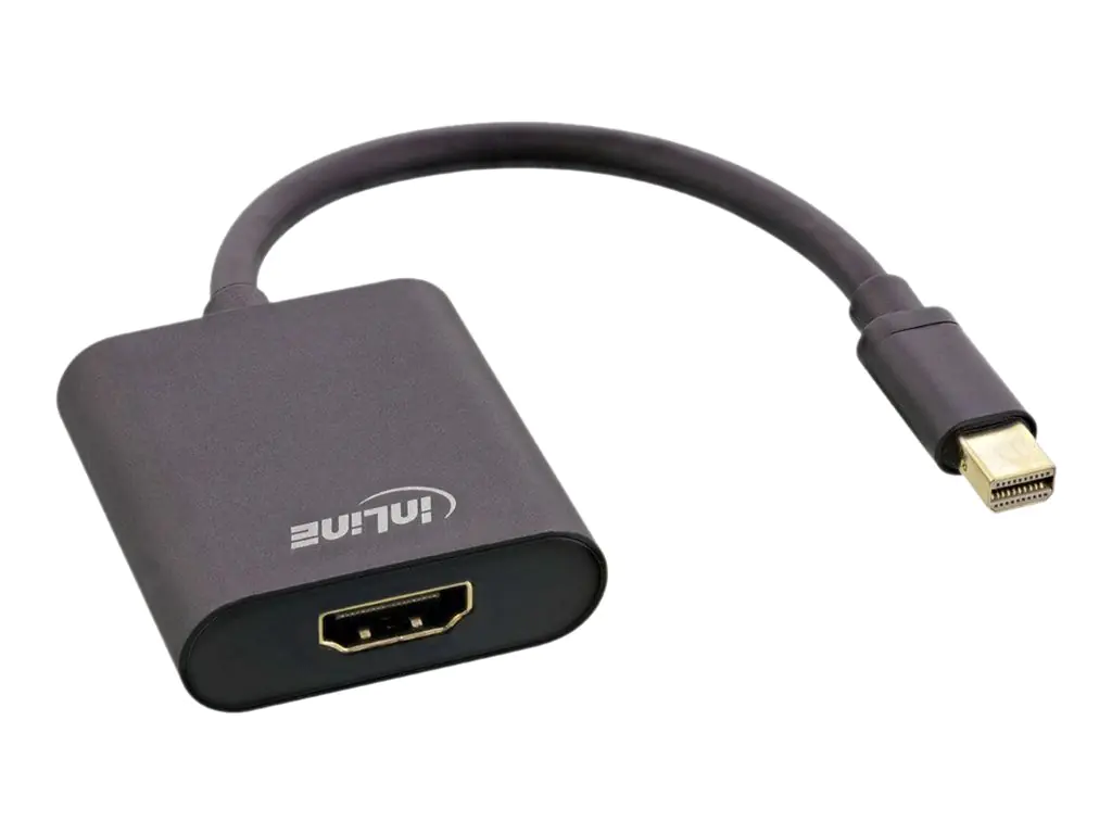 InLine - Videoadapter - Mini DisplayPort weiblich zu HDMI weiblich - 15 cm - Dreifachisolierung - Schwarz - 4K Unterstützung, aktiv