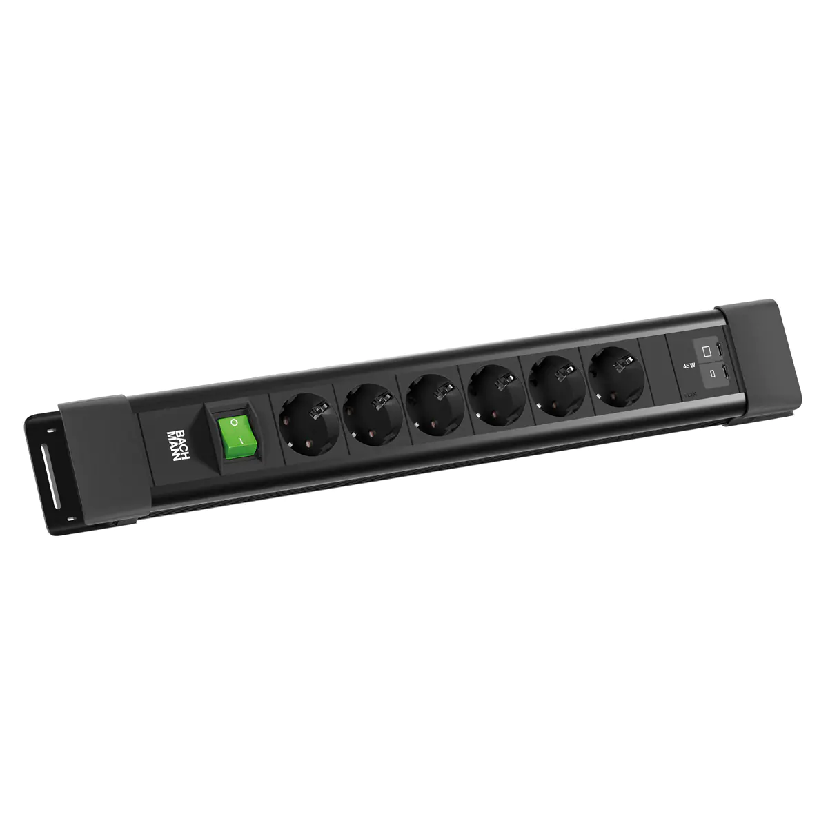 Bachmann CONNECTUS - Steckdosenleiste (extern / wandmontierbar) - Ausgangsanschlüsse: 6 (power CEE 7/7, 2 x USB-C) BM0022772
