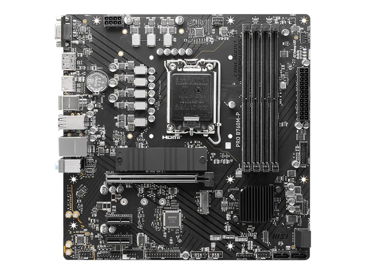 MSI PRO B760M-P - Motherboard - micro ATX - LGA1700-Sockel - B760 Chipsatz - USB 3.2 Gen 1, USB-C 3.2 Gen2 - Gigabit LAN - Onboard-Grafik (CPU erforderlich) - HD Audio (8-Kanal)
