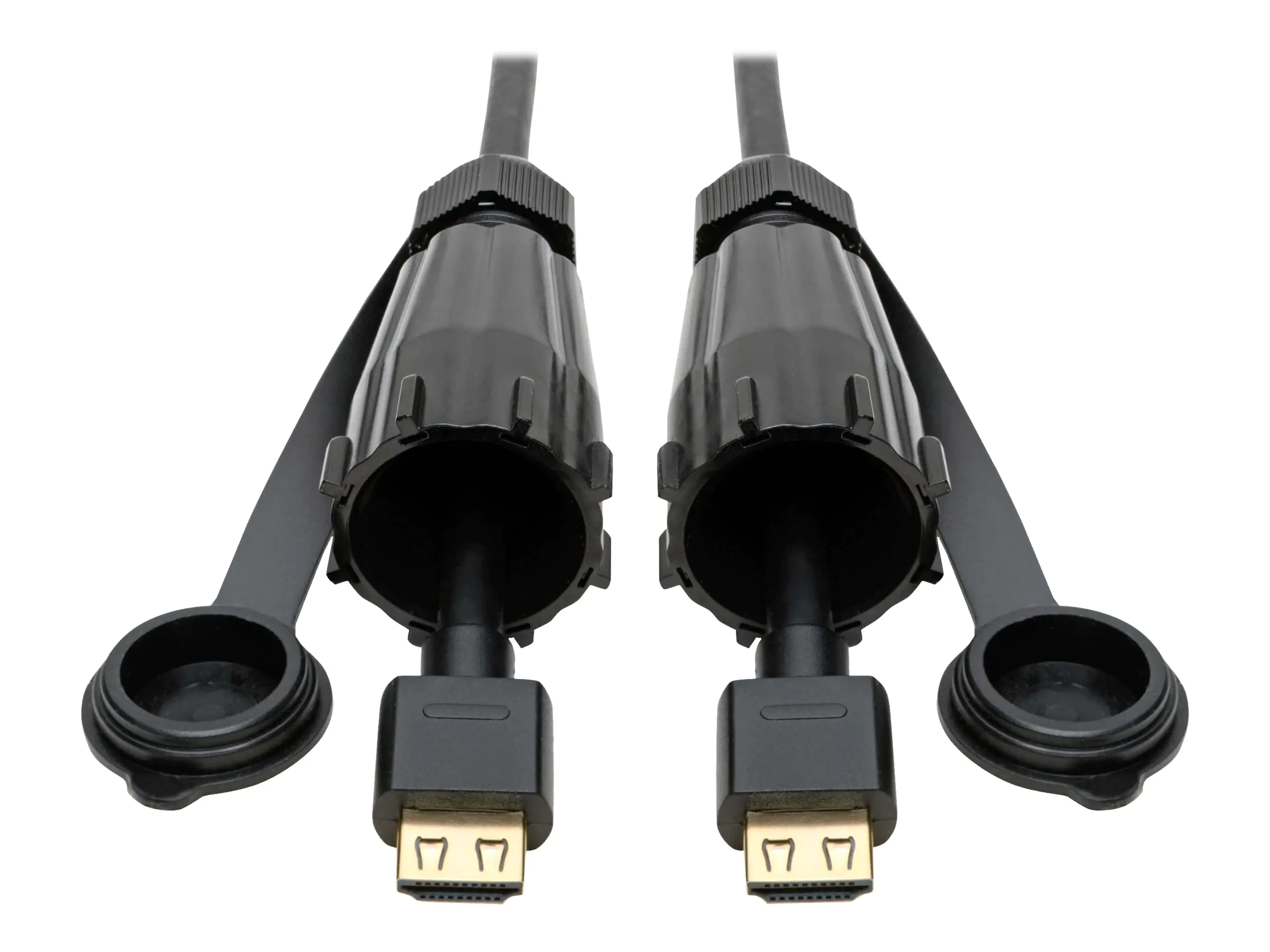Tripp Lite HDMI Cable High-Speed 2 IP68 Connectors Industrial Ethernet 10ft - HDMI-Verlängerungskabel mit Ethernet - HDMI männlich Schutzkappe zu HDMI weiblich Schutzkappe - 3 m - Schwarz - innen/außen
