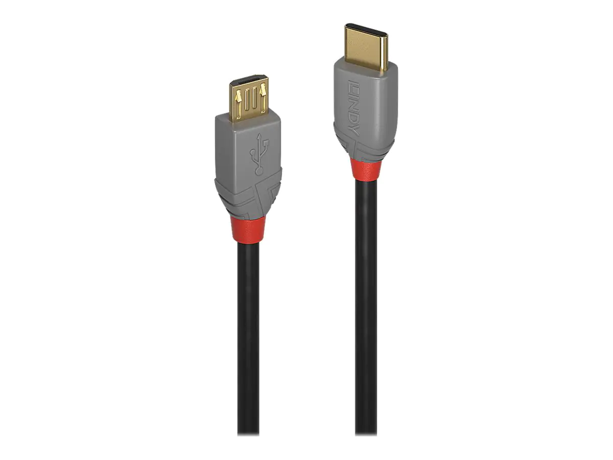 Lindy Anthra Line - USB-Kabel - 24 pin USB-C (M) zu Micro-USB Typ B (M) - USB 2.0 - 50 cm - rund - Schwarz