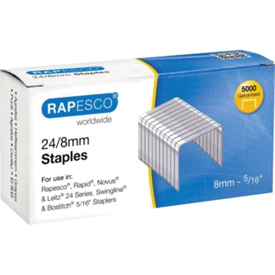 Rapesco S24807Z3, Klammerpack, 24/8, 8 mm, 5000 Heftklammern, Stahl, Silber