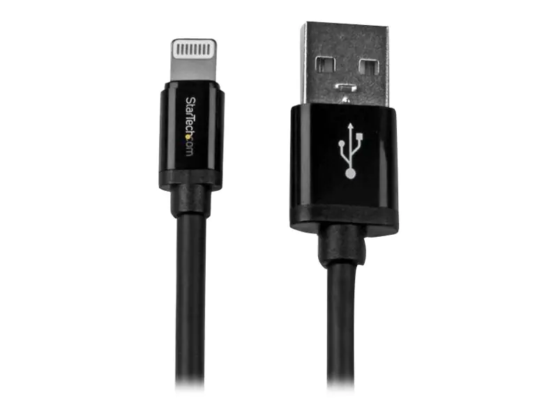 StarTech 2m Apple 8 Pin Lightning Connector auf USB Kabel - Schwarz - USB Kabel für iPhone / iPod / iPad - Ladekabel / Datenkabel - Lightning-Kabel - Lightning männlich zu USB männlich - 2 m - Doppelisolierung - Schwarz - für P/N: ST4200MINI2, ST4200MINIC