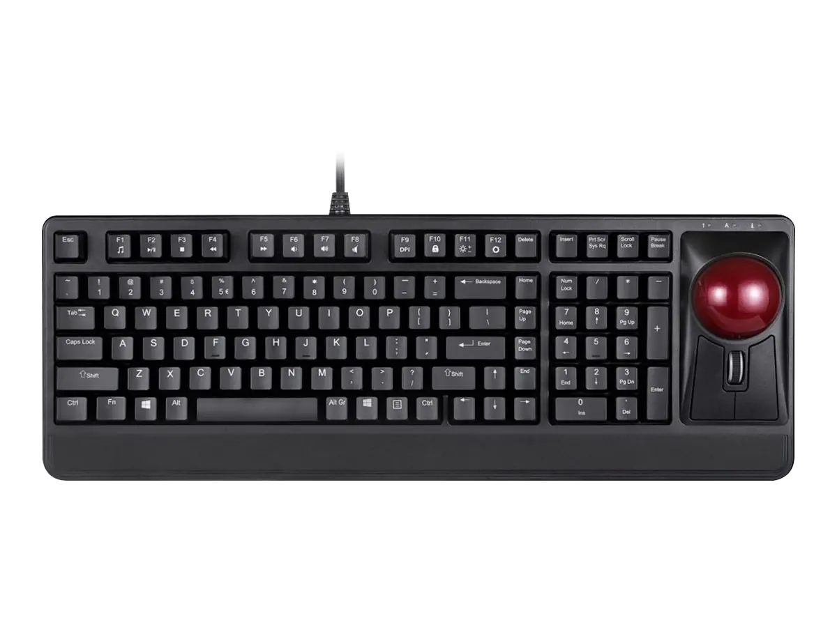 Perixx PERIBOARD-522 - Tastatur - mit Trackball, Scroll-Rädchen - USB - USA - Tastenschalter: Kailh Brown