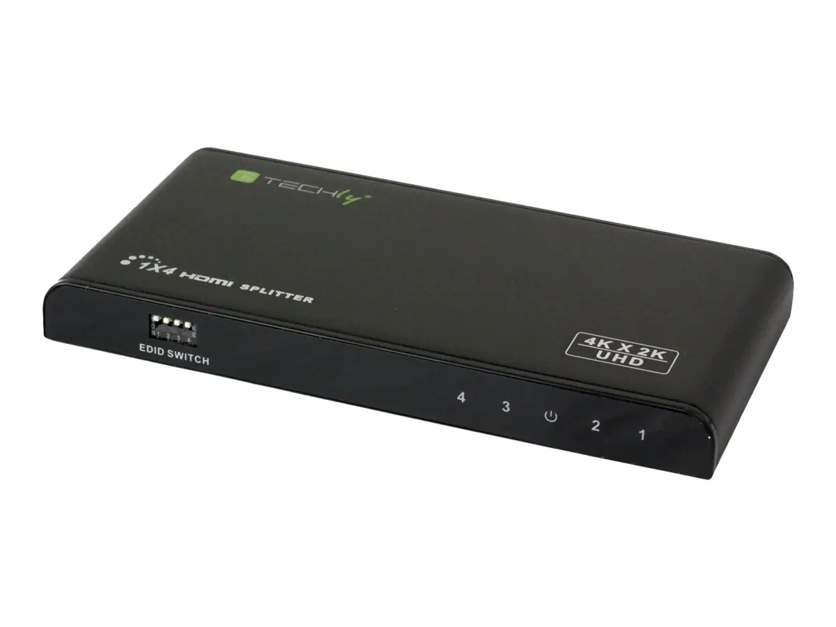 Techly HDMI2.0 Splitter 4K UHD 3D 4 ways with EDID - Video-/Audio-Splitter - 4 x HDMI - Desktop