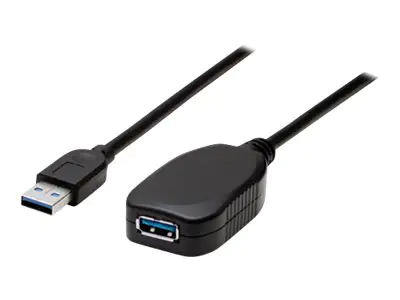 Manhattan USB-A to USB-A Extension Cable, 5m, Male to Female, Active, 5 Gbps (USB 3.2 Gen1 aka USB 3.0), Built In Repeater, Equivalent to Startech USB2AAEXT5M, SuperSpeed USB, Black, Three Year Warranty, Blister - USB-Verlängerungskabel - USB Typ A (M) zu