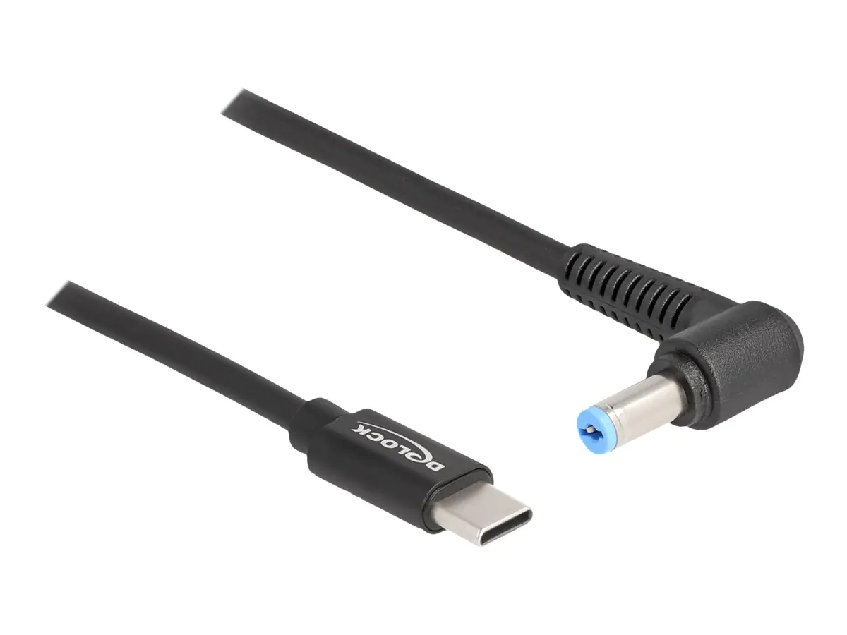 Delock - Stromkabel - 24 pin USB-C (M) zu Gleichstromstecker 5,5 x 1,7 mm (M) gewinkelt - 20 V - 3 A - 1.5 m - Schwarz