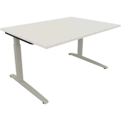 Schreibtisch Kufe Einzels. Quadrat B1400xT1000xH650-850 si/Weiß