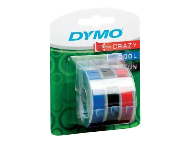 Dymo Selbstklebend - Schwarz, Blau, Rot - Rolle (0,9 cm x 3 m)