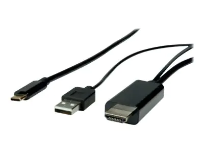 Roline - Videoadapter - USB, HDMI männlich zu 24 pin USB-C männlich - 1 m - 4K Unterstützung