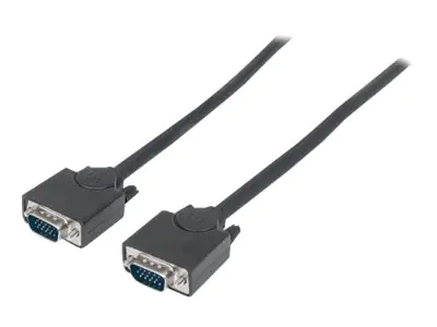 Manhattan VGA Monitor Cable, 3m, Black, Male to Male, HD15, Cable of higher SVGA Specification (fully compatible), Fully Shielded, Lifetime Warranty, Polybag - VGA-Kabel - HD-15 (VGA) (M) zu HD-15 (VGA) (M) - DC 300 V - 3 m - geformt, Daumenschrauben - Sc