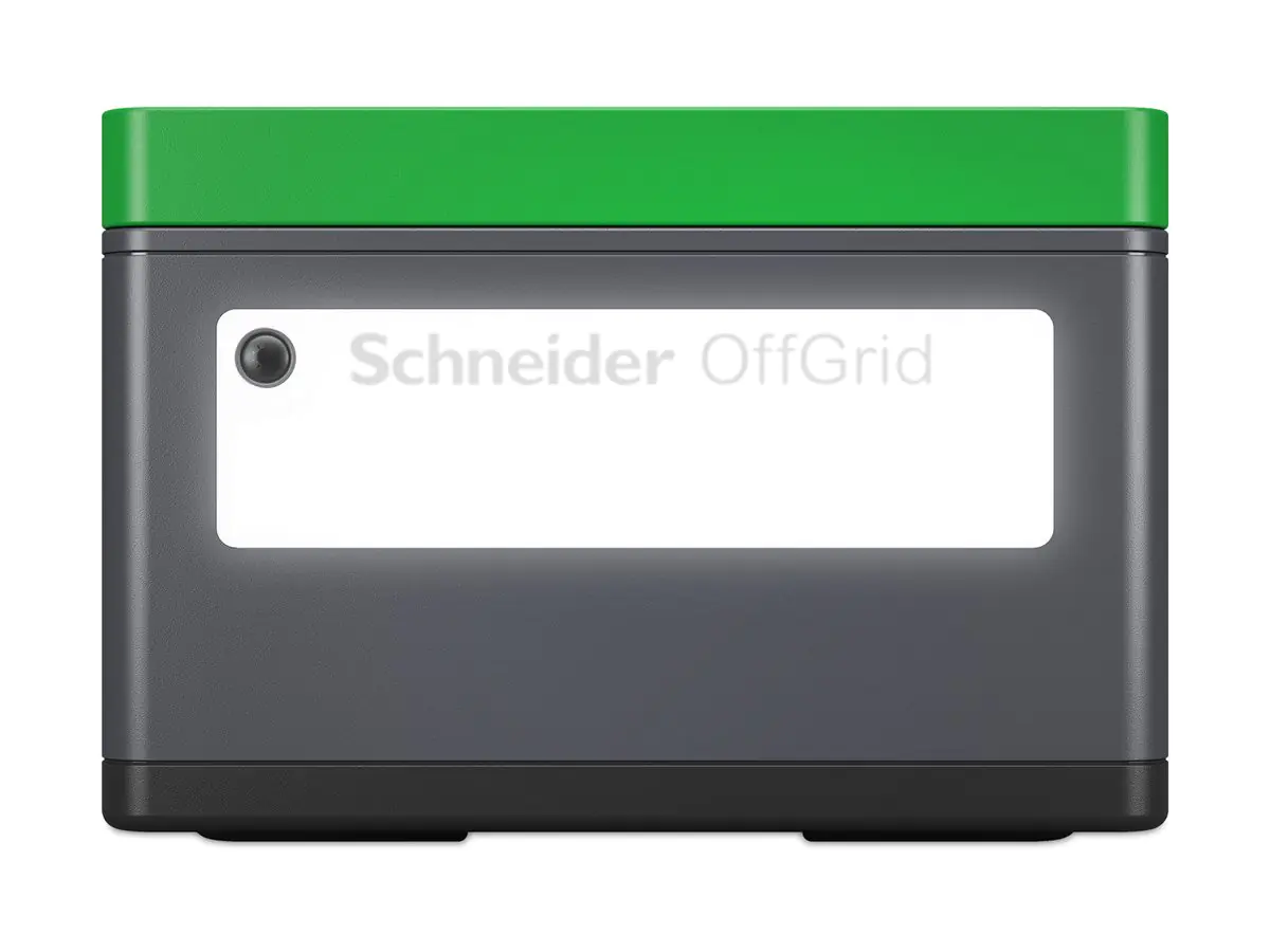 Schneider OffGrid 330 - Tragbares kraftwerk - LCD, Lithium-Ionen, 2 CEE 7/3 Schuko-Steckdosen, Sinuswelle, 3 USB-A, 1 USB-C, kabelloses Laden - Wechselstrom 230 V - 330 Watt - Lithium-Ionen - 332 Wh - Ausgangsanschlüsse: 2 - Schwarz, grün