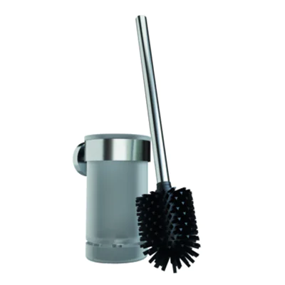 ovimar WC-Garnitur Tranerodde 11,8 x 37,7 cm (Ø x H) Edelstahl/Glas/TPE Kunststoff pulverbeschichtet silber