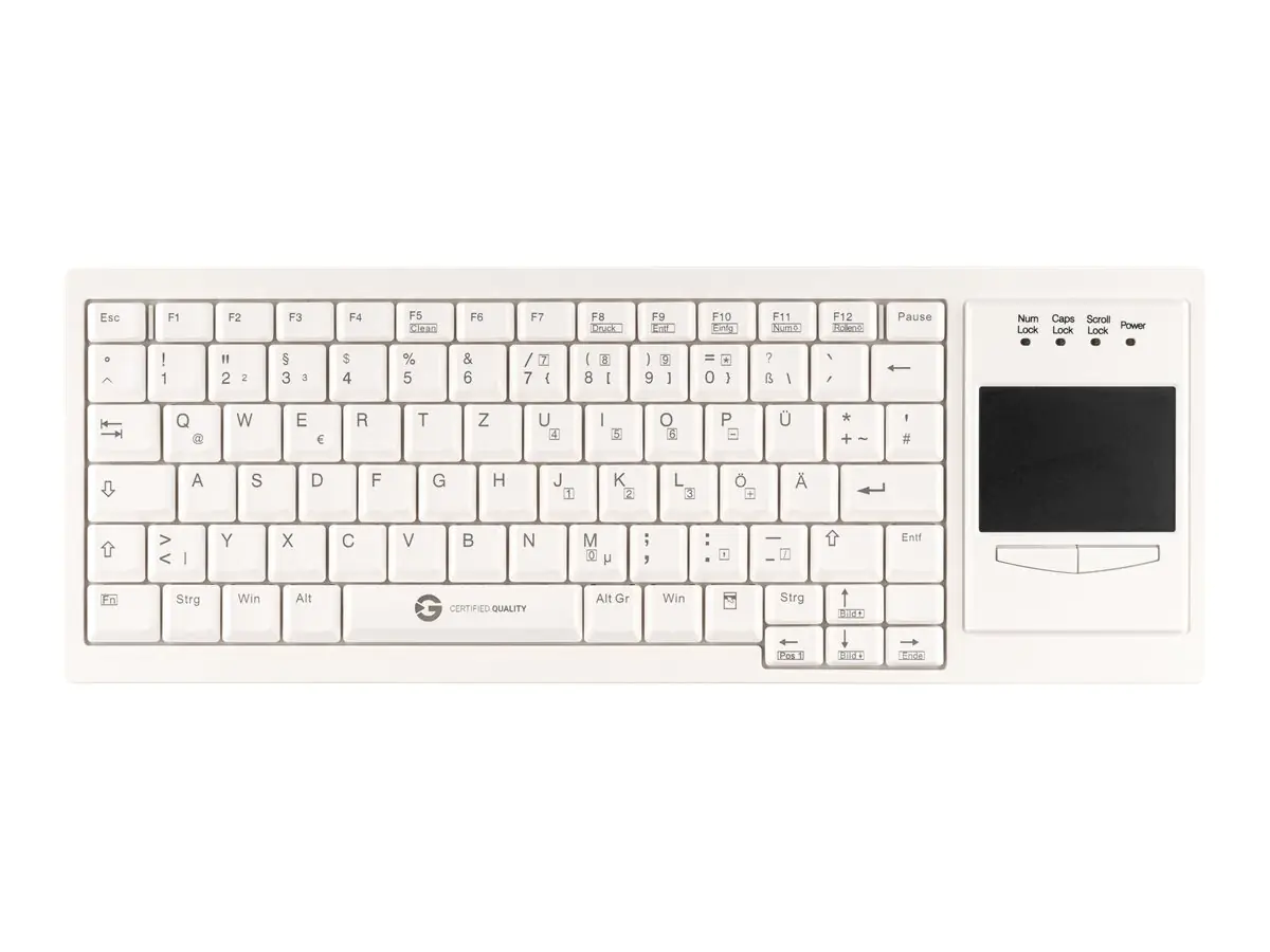 CleanType Xtra Touch - Tastatur - mit Touchpad - USB - QWERTZ - Deutsch - weiß