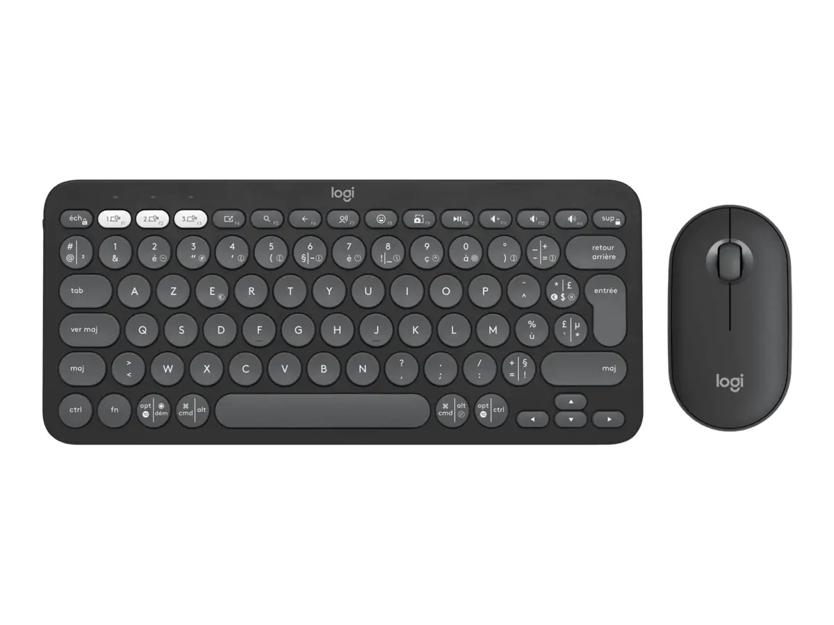 Logitech Pebble 2 Combo - Tastatur-und-Maus-Set - kabellos - Bluetooth LE - AZERTY - Französisch - Tonal Graphite