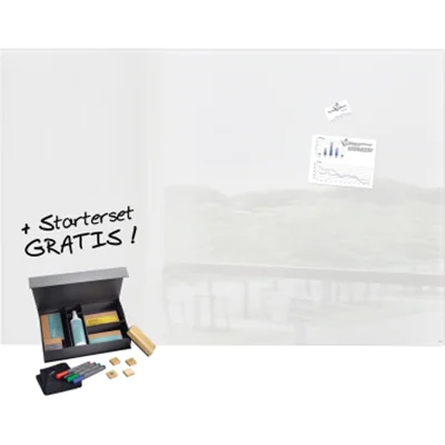 SIGEL Glasboard Artverum 150 x 100 x 1,8 cm (B x H x T) Tafel magnethaftend inkl. Sigel Toolkit BA311, zwei extra-starker SuperDym-Magnete Tempered Glas hellgrau