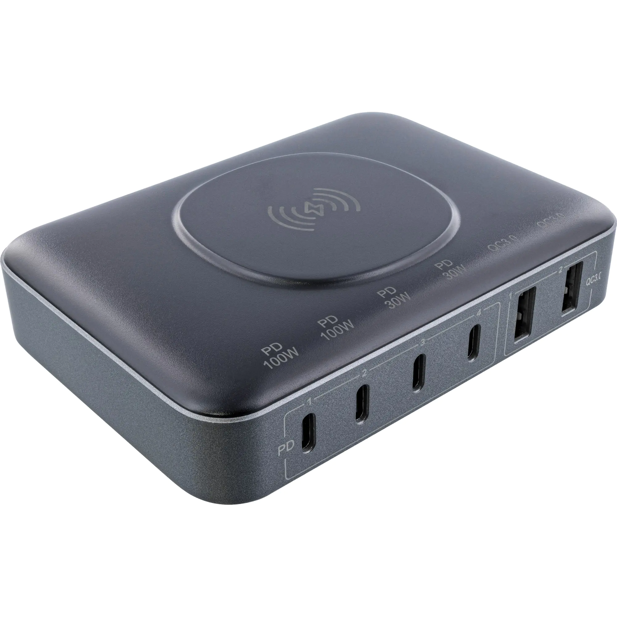 InLine Qi Powerstation Multiport Netzteil Ladegeraet 4x USB Typ-C 2x Typ-A GaN
