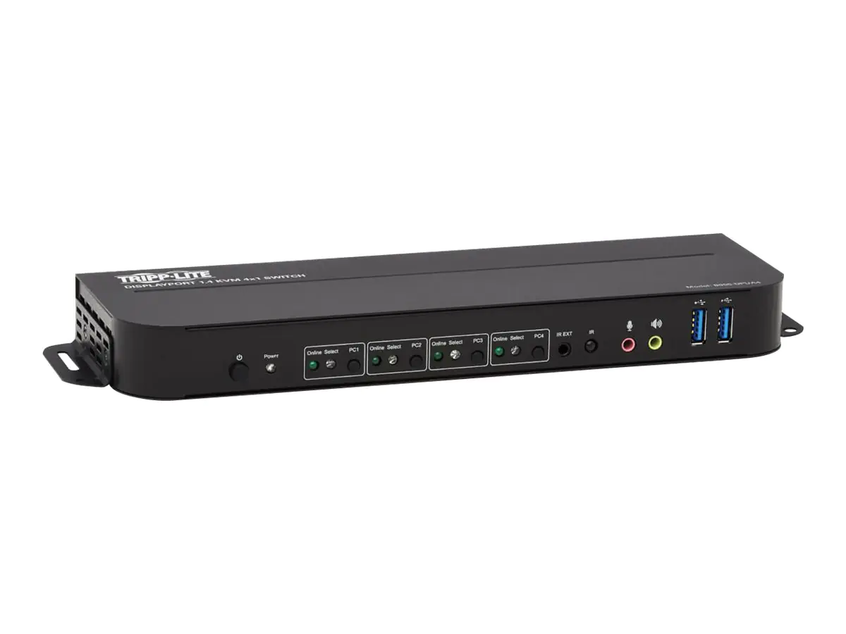 Eaton Tripp Lite series 4-Port DisplayPort KVM with Dual Console Ports (DP and HDMI), 4K 60Hz 4:4:4, DP1.4 with IR Remote - KVM-/Audio-/USB-Switch - 4 x KVM/Audio/USB - 1 lokaler Benutzer - Desktop