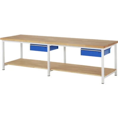 RAU Werkbank 8000 3.000 x 840-1.040 x 900 mm (B x H x T) enzianblau lichtgrau