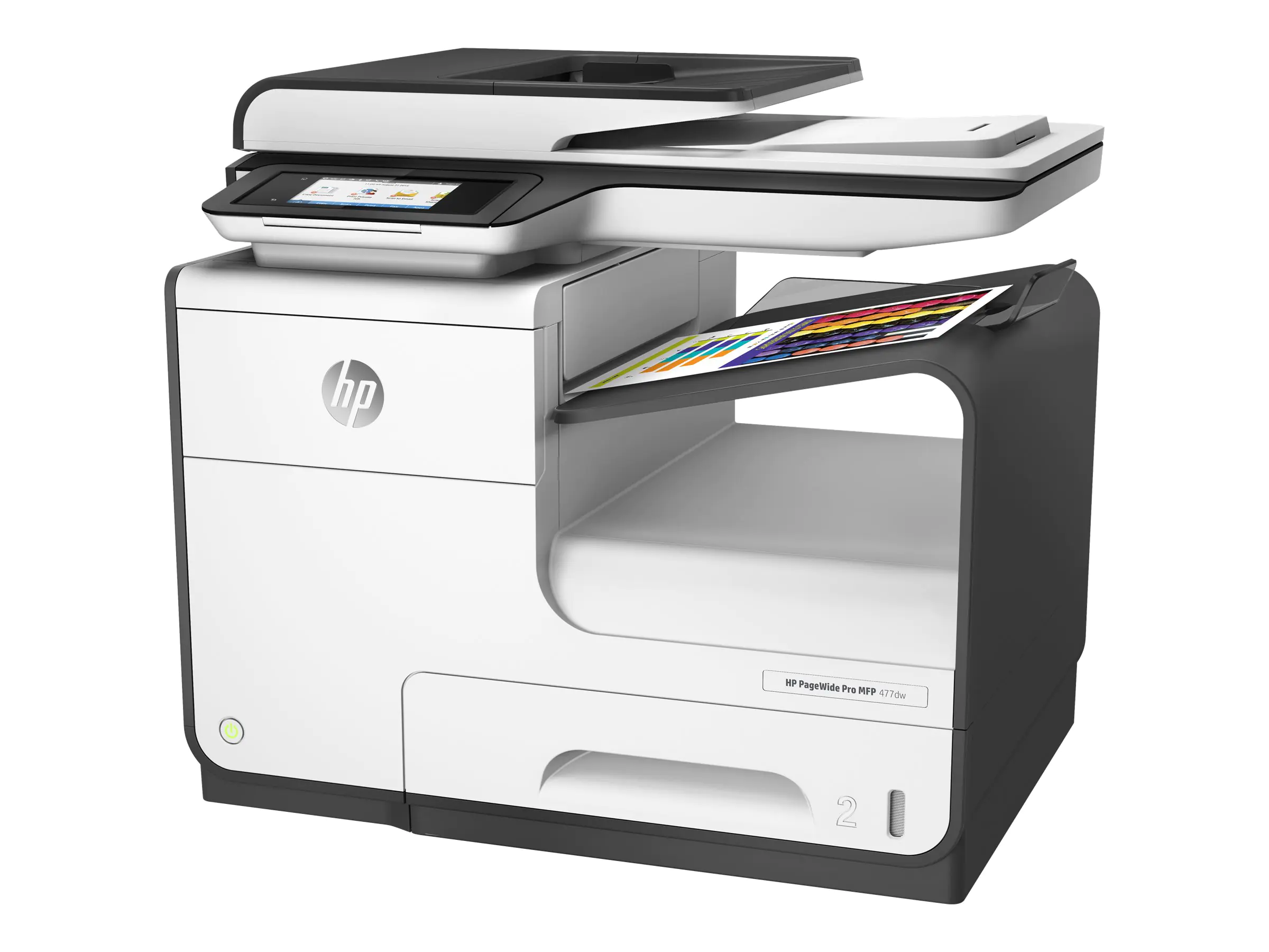 HP PageWide Pro 477dw - Multifunktionsdrucker - Farbe - seitenbreite Palette - Legal (216 x 356 mm) (Original) - A4/Legal (Medien) - bis zu 40 Seiten/Min. (Kopieren) - bis zu 40 Seiten/Min. (Drucken) - 500 Blatt - 33.6 Kbps - USB 2.0, LAN, Wi-Fi(n), NFC,