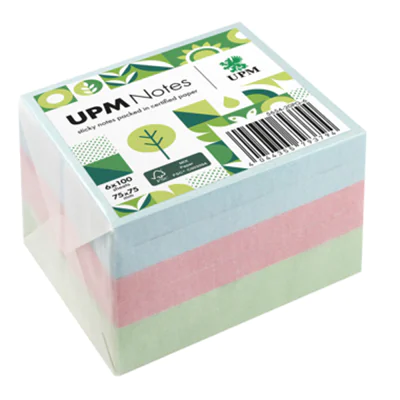 UPM Notes Haftnotiz Pastell 75 x 75 mm (B x H) je 2 x hellblau, rosa, hellgrün 100 Bl./Block 6 Block/Pack.