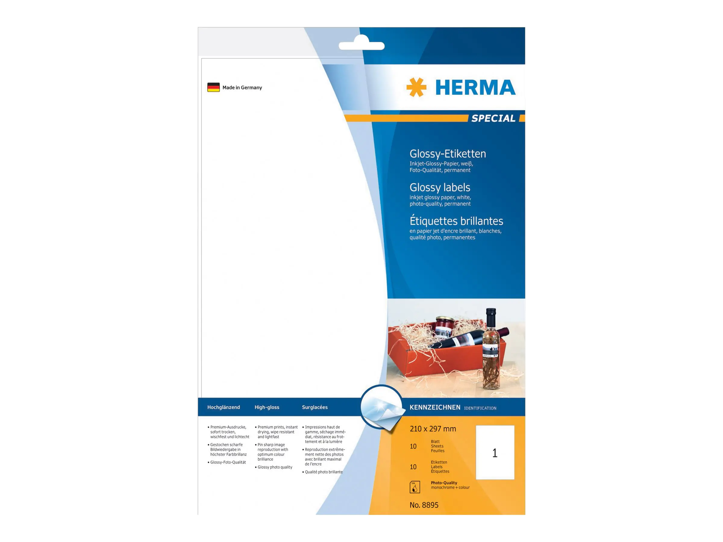 HERMA Special - Papier - glänzend - permanent selbstklebend - weiß - A4 (210 x 297 mm) 8895