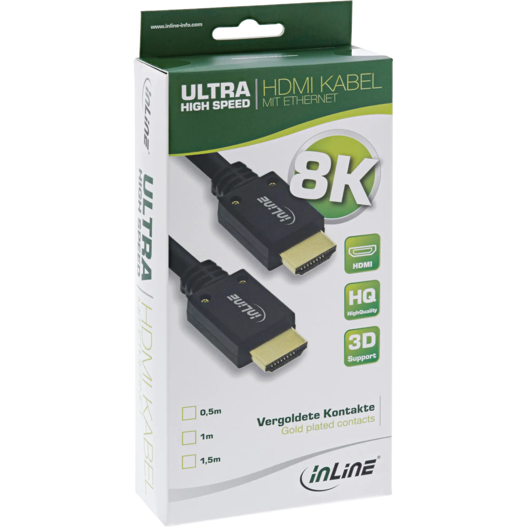 InLine - Premium Highspeed - HDMI-Kabel mit Ethernet - HDMI männlich zu HDMI männlich - 2 m - Dreifachisolierung - Schwarz - 8K Unterstützung