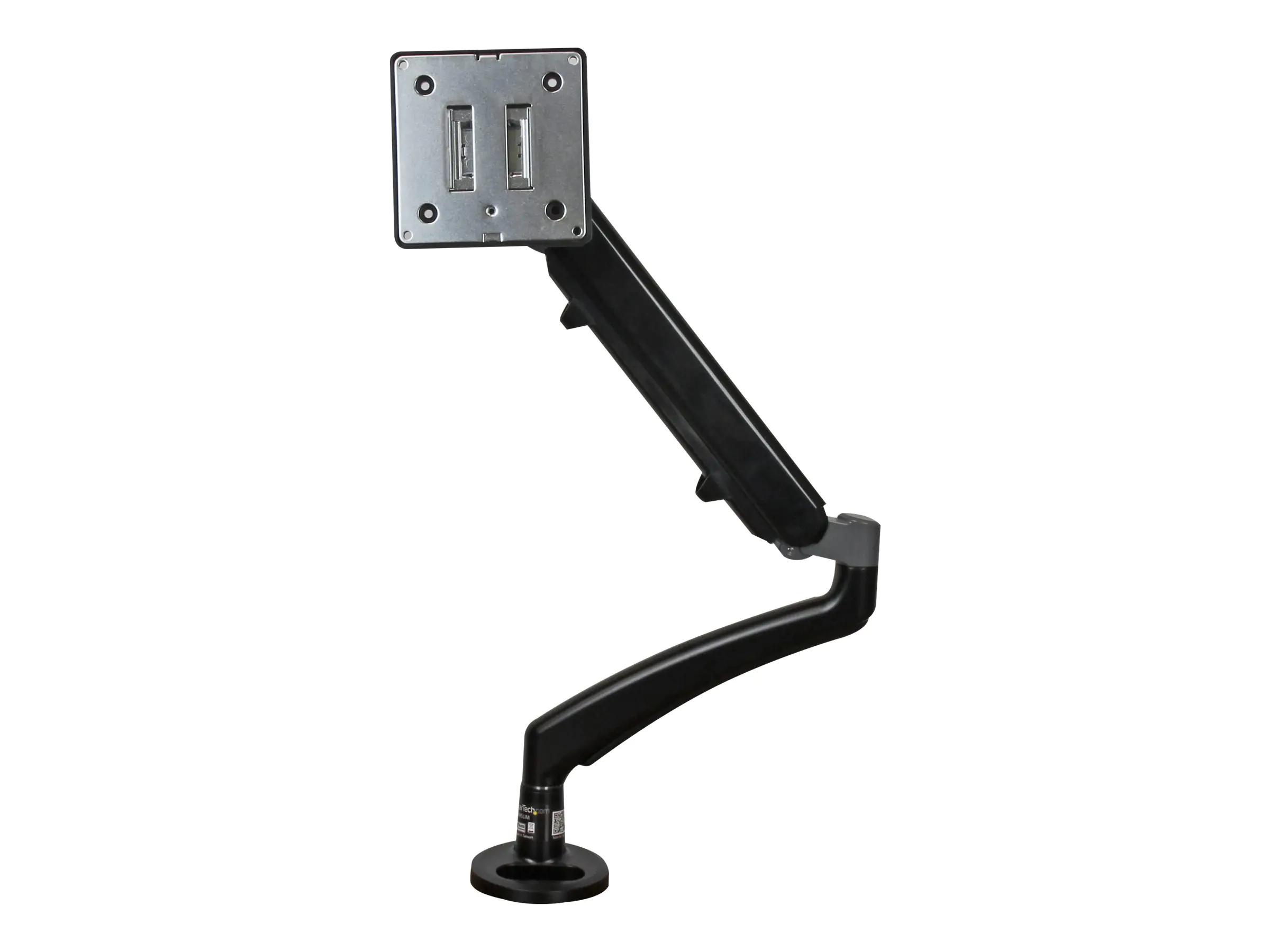 StarTech ARMSLIM Monitorhalterung (mit Tischhalterung, Monitorarm mit Kabelmanagement, für bis zu 34 Zoll Bildschirme) - Befestigungskit - einstellbarer Arm - für LCD-Display - Kunststoff, Stahl - Schwarz - Bildschirmgröße: 66 cm (12"-34") - Tischmontage