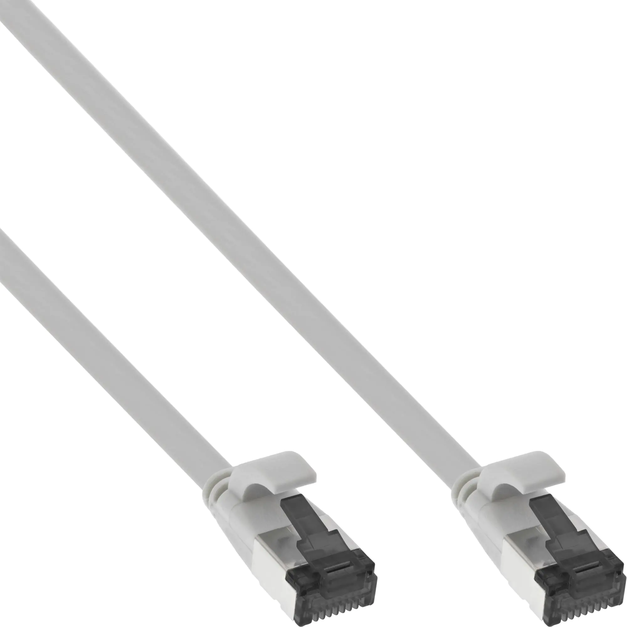 InLine - Patch-Kabel - RJ-45 (M) zu RJ-45 (M) - 3 m - U/FTP, PiMF - CAT 8.1 - halogenfrei, geformt, ohne Haken, verseilt, flach, hauchvergoldete Kontakte - Grau