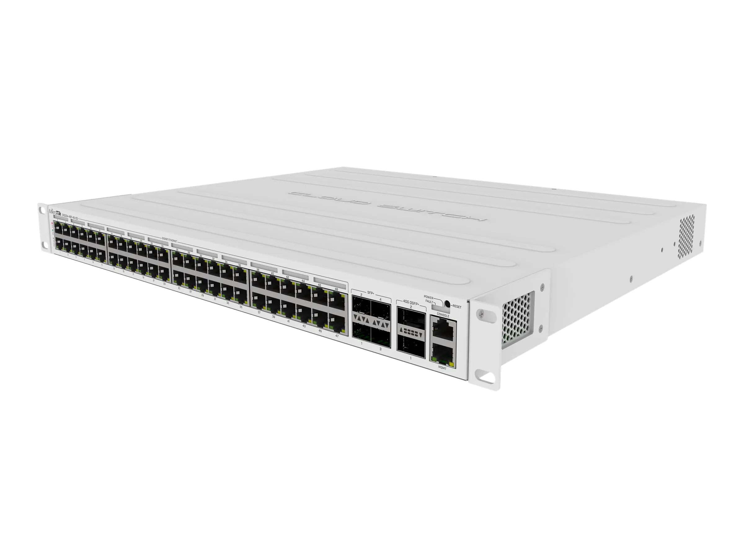MikroTik CRS354-48P-4S+2Q+RM - Switch - L3 - 48 x 10/100/1000 (PoE+) + 4 x 10 Gigabit SFP+ + 2 x 40 Gigabit QSFP+ - Desktop, an Rack montierbar - PoE+ (700 W)
