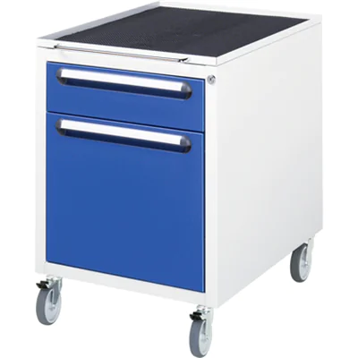 RAU Rollcontainer 480 x 690 x 600 mm (B x H x T) 2 Schubladen Stahl, pulverbeschichtet enzianblau lichtgrau