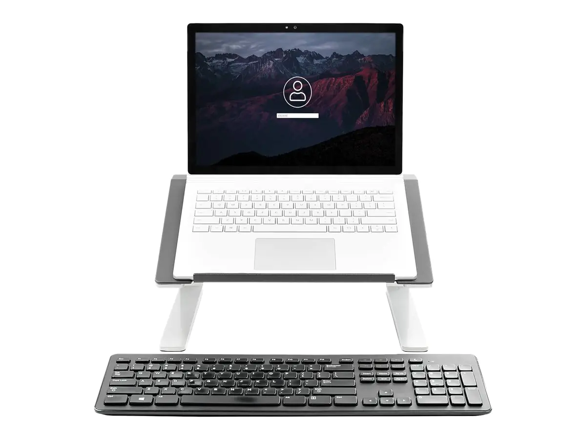 StarTech LTSTND Laptoperhohung (verstellbarer Laptopstander, hochbelastbarer Stahl & Aluminium, 3 Hoheneinstellungen, neigbar, ergonomisch) - Notebook-Ständer - Desktop - 43.2 cm (17") - Schwarz, Silber