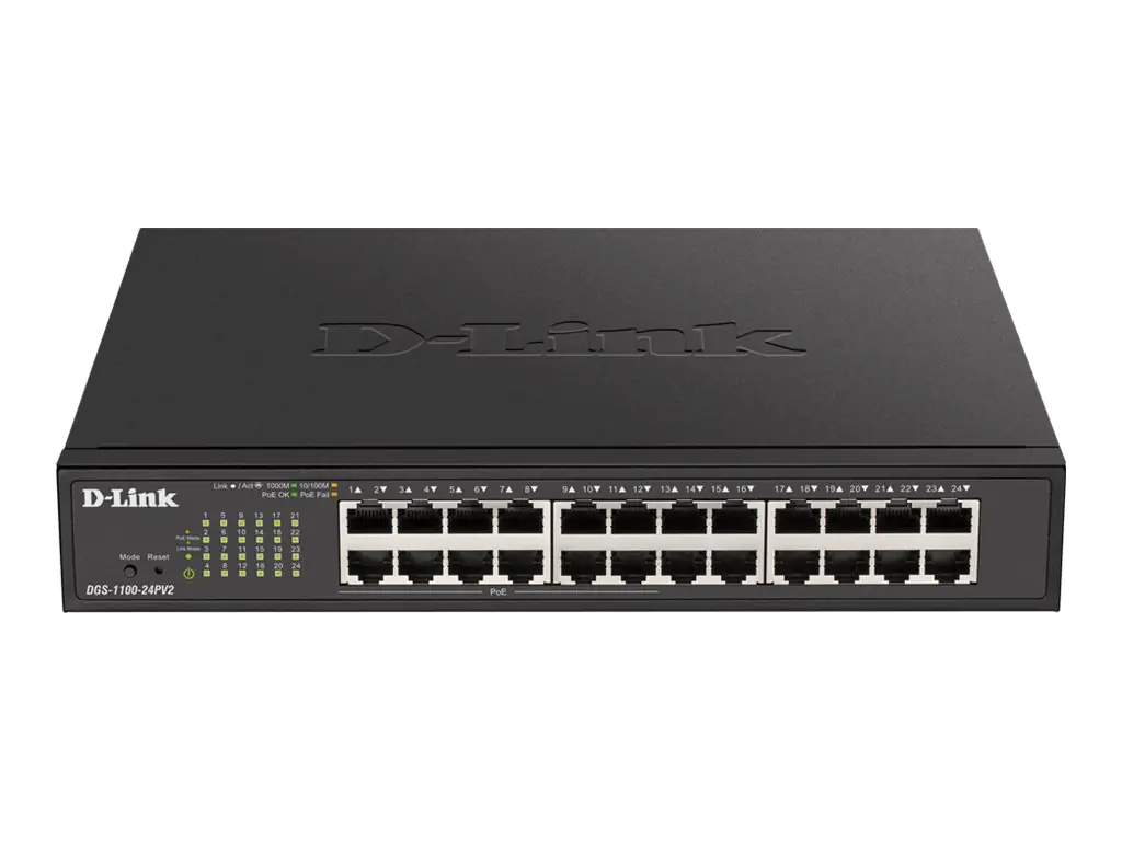 D-Link DGS 1100-24PV2 - Switch - Smart - 24 x 10/100/1000 (12 PoE+) - Desktop, an Rack montierbar - PoE+ (100 W)
