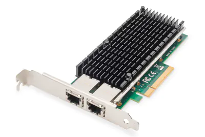 DIGITUS 2-Port 10 Gigabit Ethernet Netzwerkkarte, RJ45, PCI Express, Intel Chipsatz DN-10163