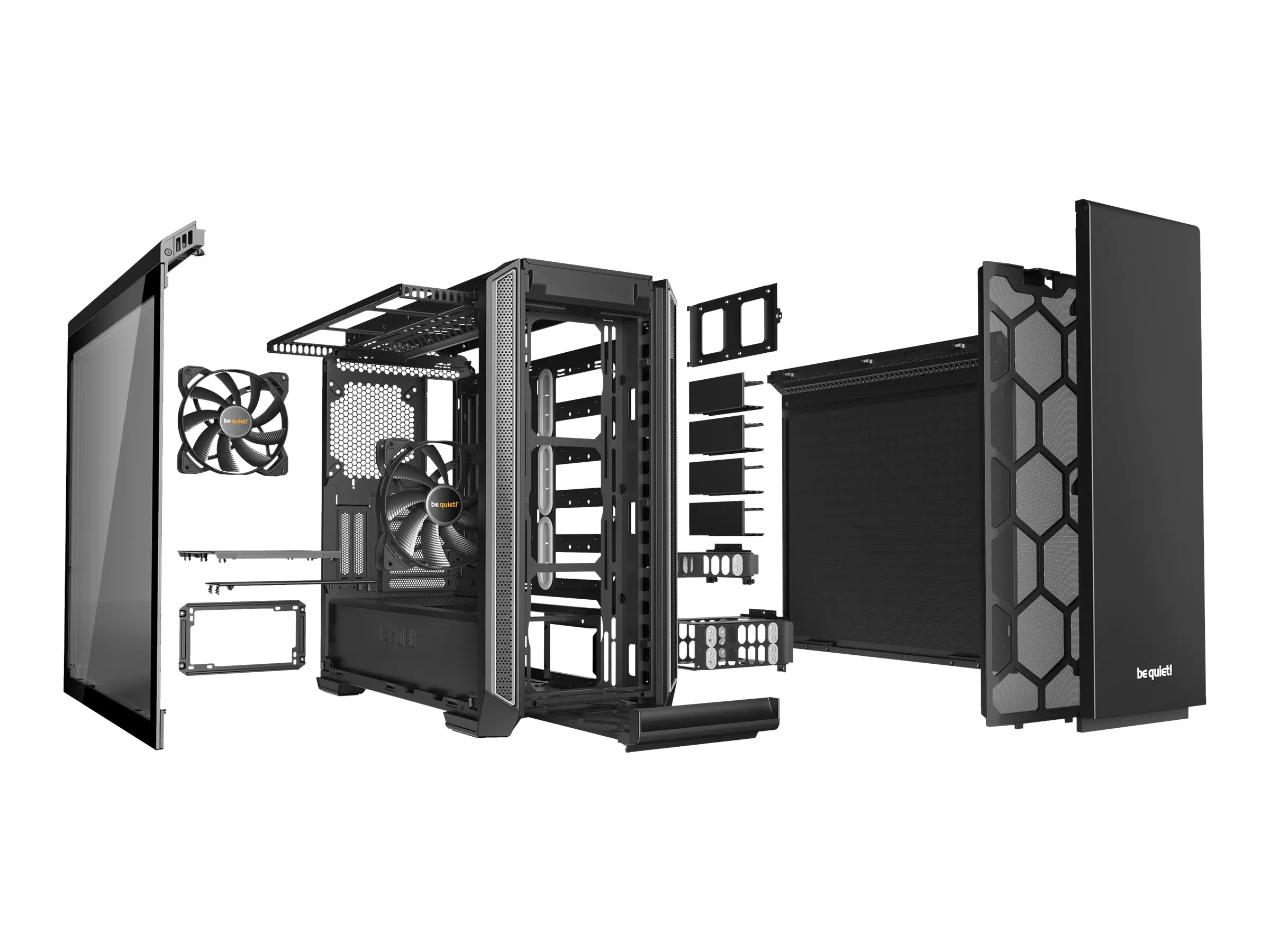 be quiet! Silent Base 601 Window - Tower - E-ATX - Seitenteil mit Fenster (gehärtetes Glas) - keine Spannungsversorgung (ATX / PS/2) - Silber - USB/Audio