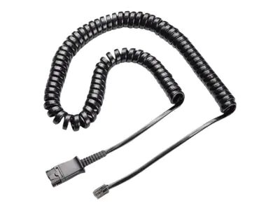 Poly U10P - Headset-Verstärkerkabel - Quick Disconnect männlich zu modularer Stecker für Headset-Verstärker männlich - Smokey Gray - gewickelt - für Poly CX700; SoundPoint IP 320, IP 330, IP 430, IP 550, IP 560, IP 650, IP 670