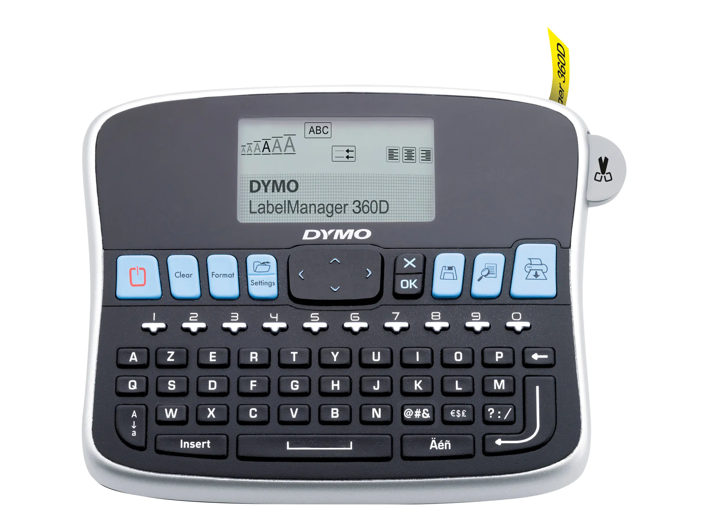 DYMO LabelMANAGER 360D - Beschriftungsgerät - s/w - Thermotransfer - Rolle (1,9 cm) - 180 dpi - bis zu 12 mm/Sek. - Cutter - 1-zeiliger Druck, 2-zeiliger Druck