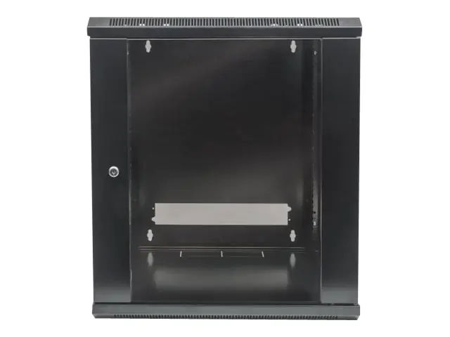 Intellinet Network Cabinet, Wall Mount (Standard), 12U, Usable Depth 410mm/Width 510mm, Black, Flatpack, Max 60kg, Metal & Glass Door, Back Panel, Removeable Sides,Suitable also for use on desk or floor, 19",Parts for wall install (eg screws/rawl plu