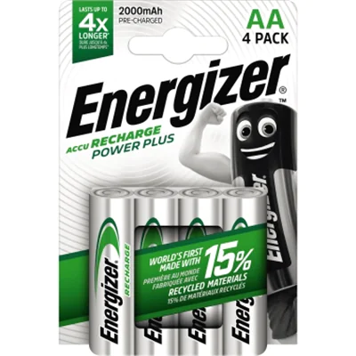 Energizer Accu Recharge Power Plus 2000 AA BP4, Wiederaufladbarer Akku, AA, Nickel-Metallhydrid (NiMH), 1,2 V, 4 Stück(e), 2000 mAh E300626700